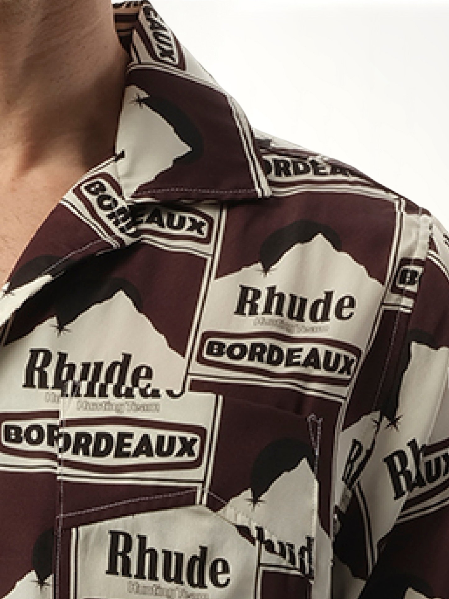 Moonlight Bordeaux Silk Shirt in Maroon/Off White