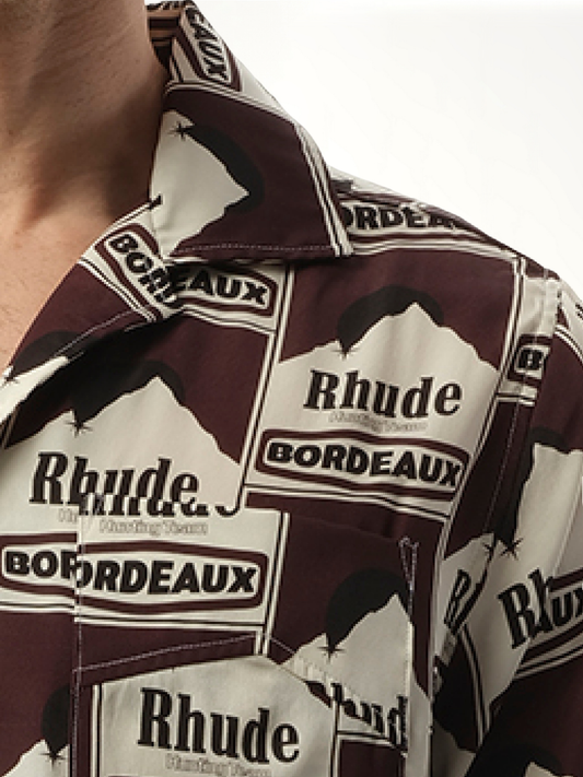 Moonlight Bordeaux Silk Shirt in Maroon/Off White