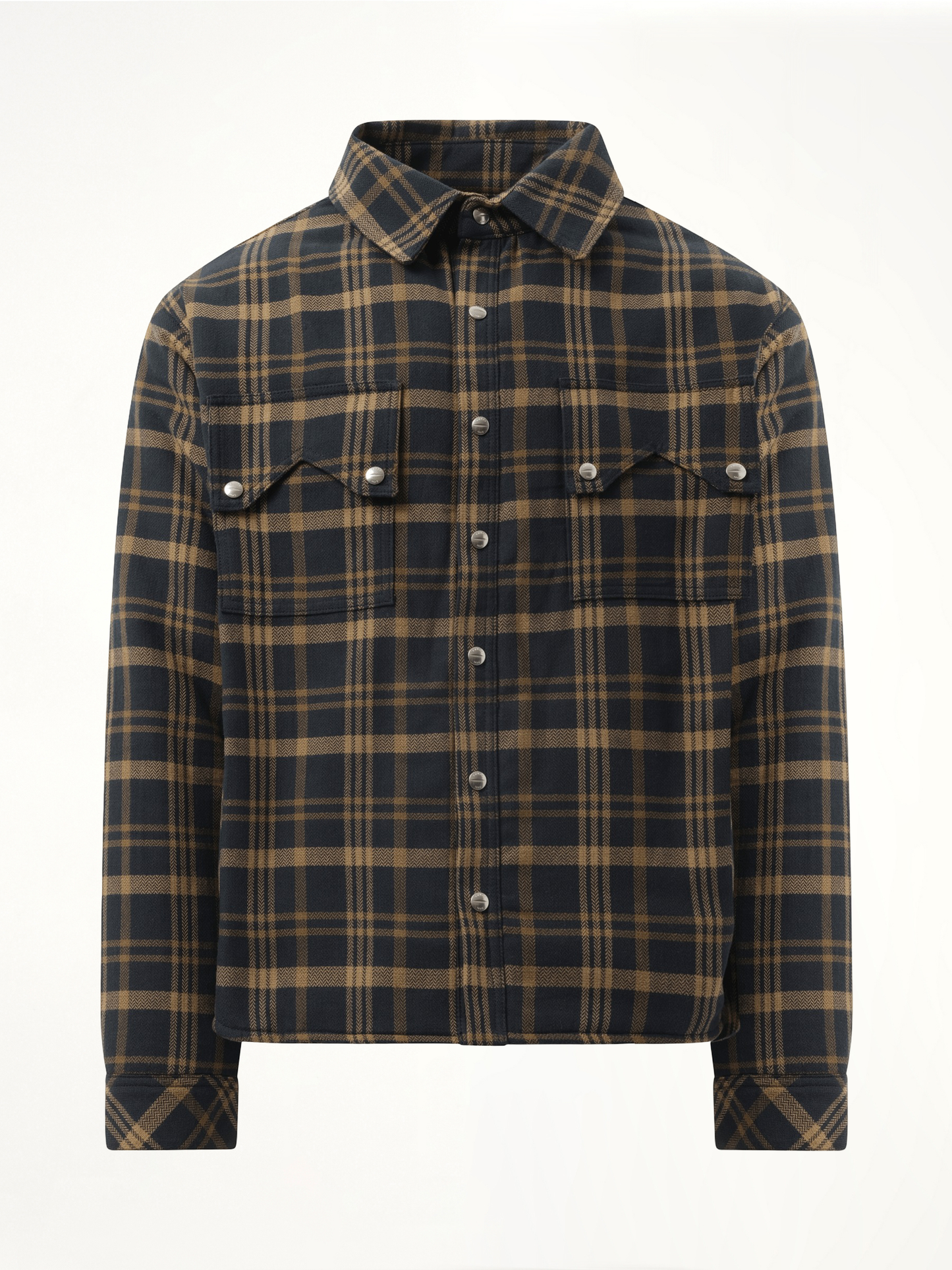 Flannel Sherpa Overshirt in Brown/Black