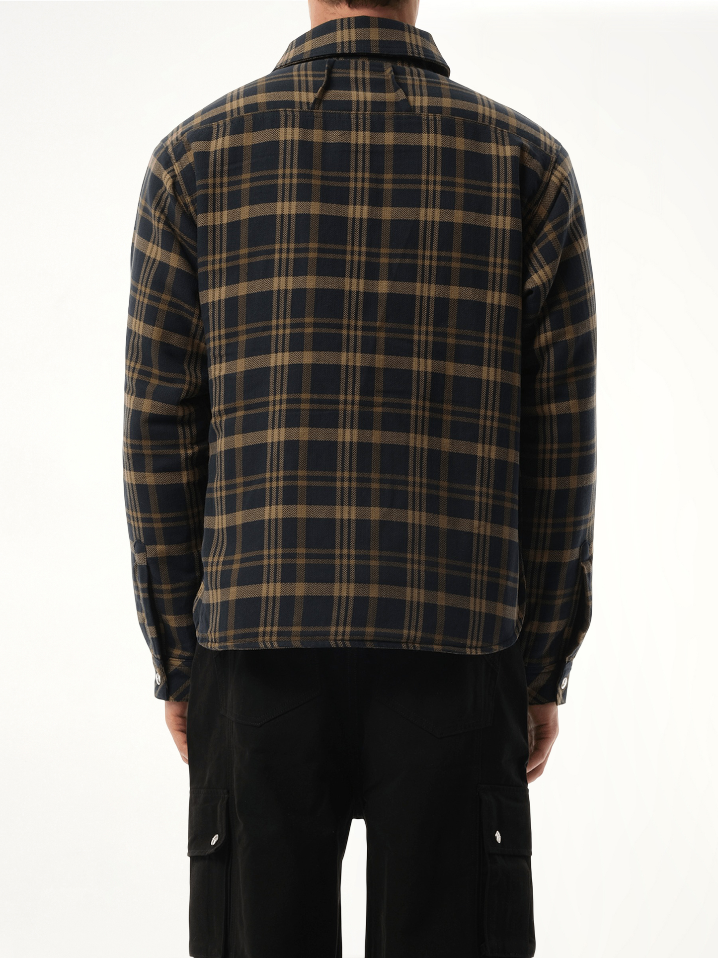 Flannel Sherpa Overshirt in Brown/Black