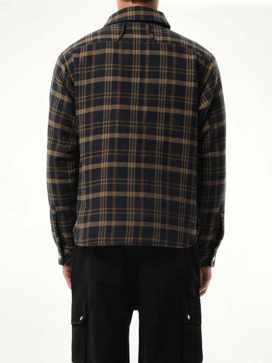 Flannel Sherpa Overshirt in Brown/Black