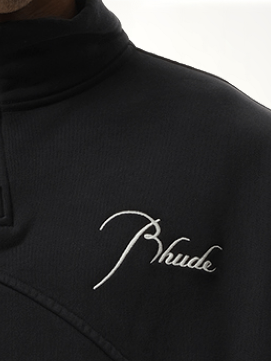 Rhude Quarter Zip Sweatshirt in Vintage Black