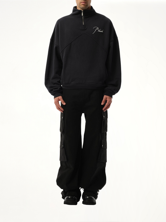 Rhude Quarter Zip Sweatshirt in Vintage Black