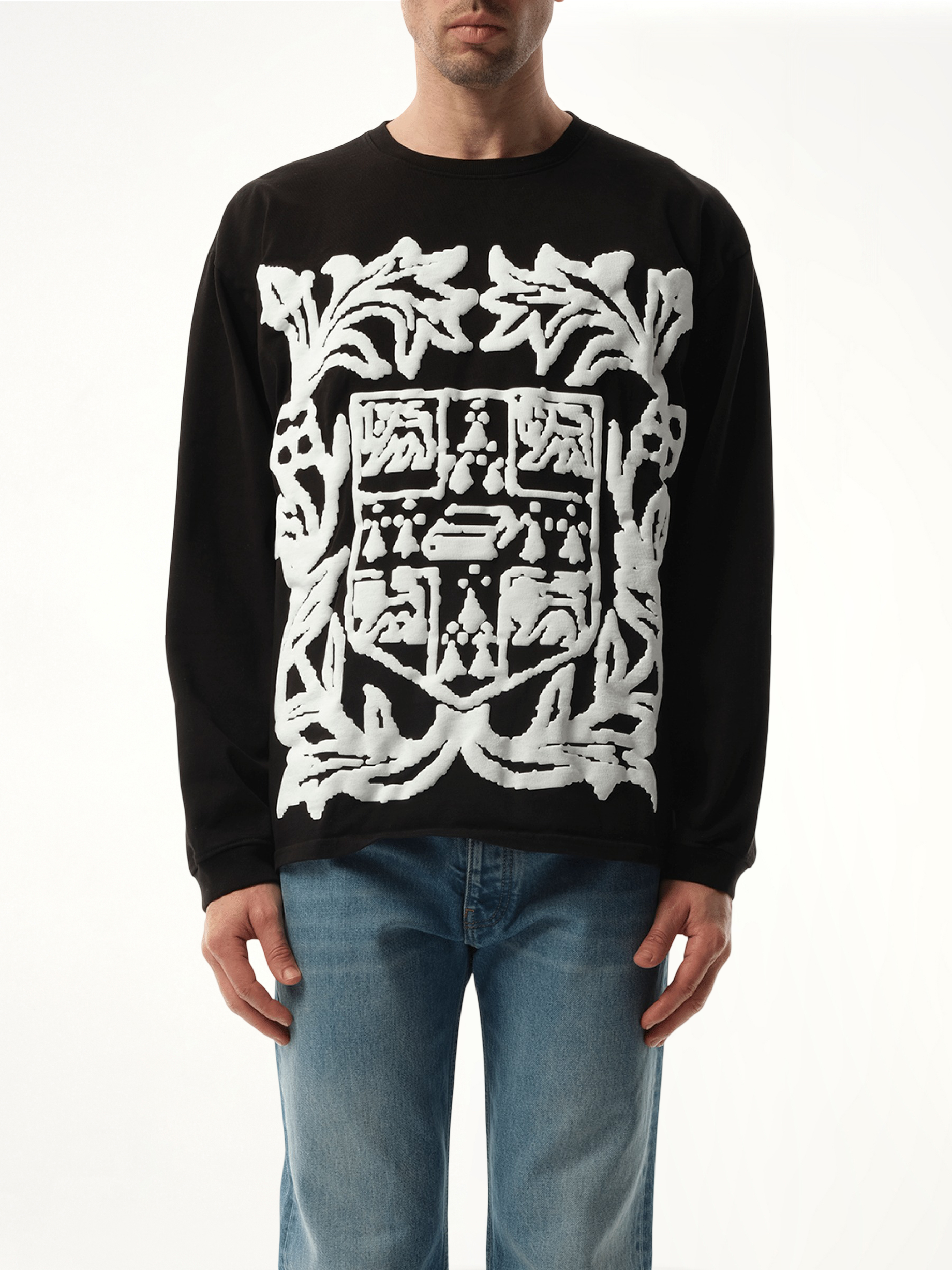 Rhude Long Sleeve T-Shirt in White/Black