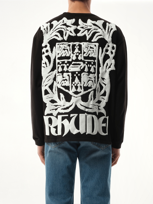 Rhude Long Sleeve T-Shirt in White/Black