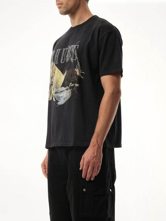 Rhinestone Hunting Dog T-Shirt in Vintage Black