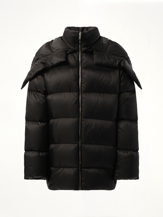 Rick Owens x Moncler Hooded Cyclopic Coat in Black