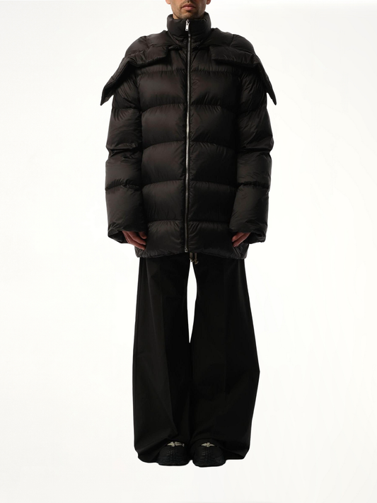 Rick Owens x Moncler Hooded Cyclopic Coat in Black