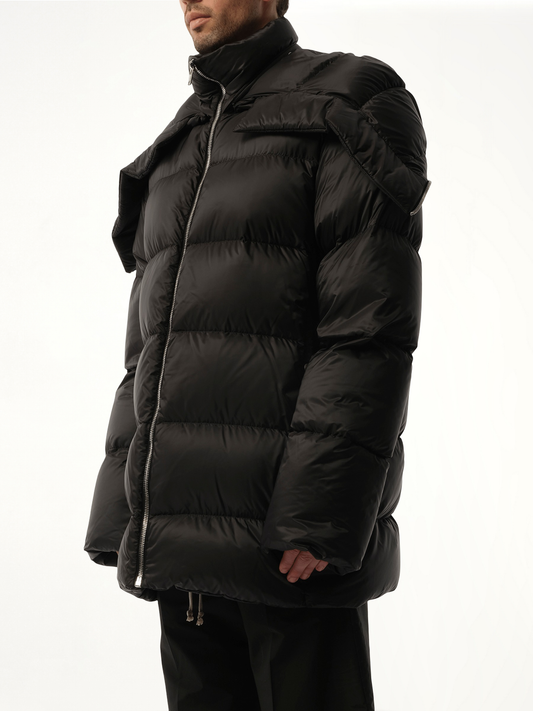 Rick Owens x Moncler Hooded Cyclopic Coat in Black