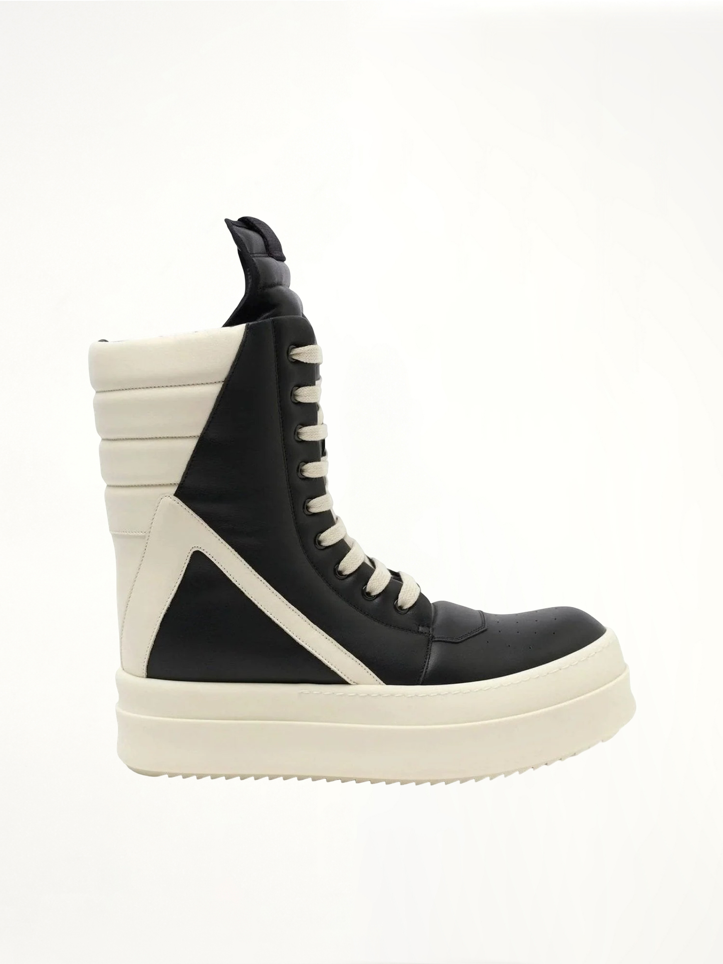 Full Grain Leather Mega Geobasket in Black/Milk