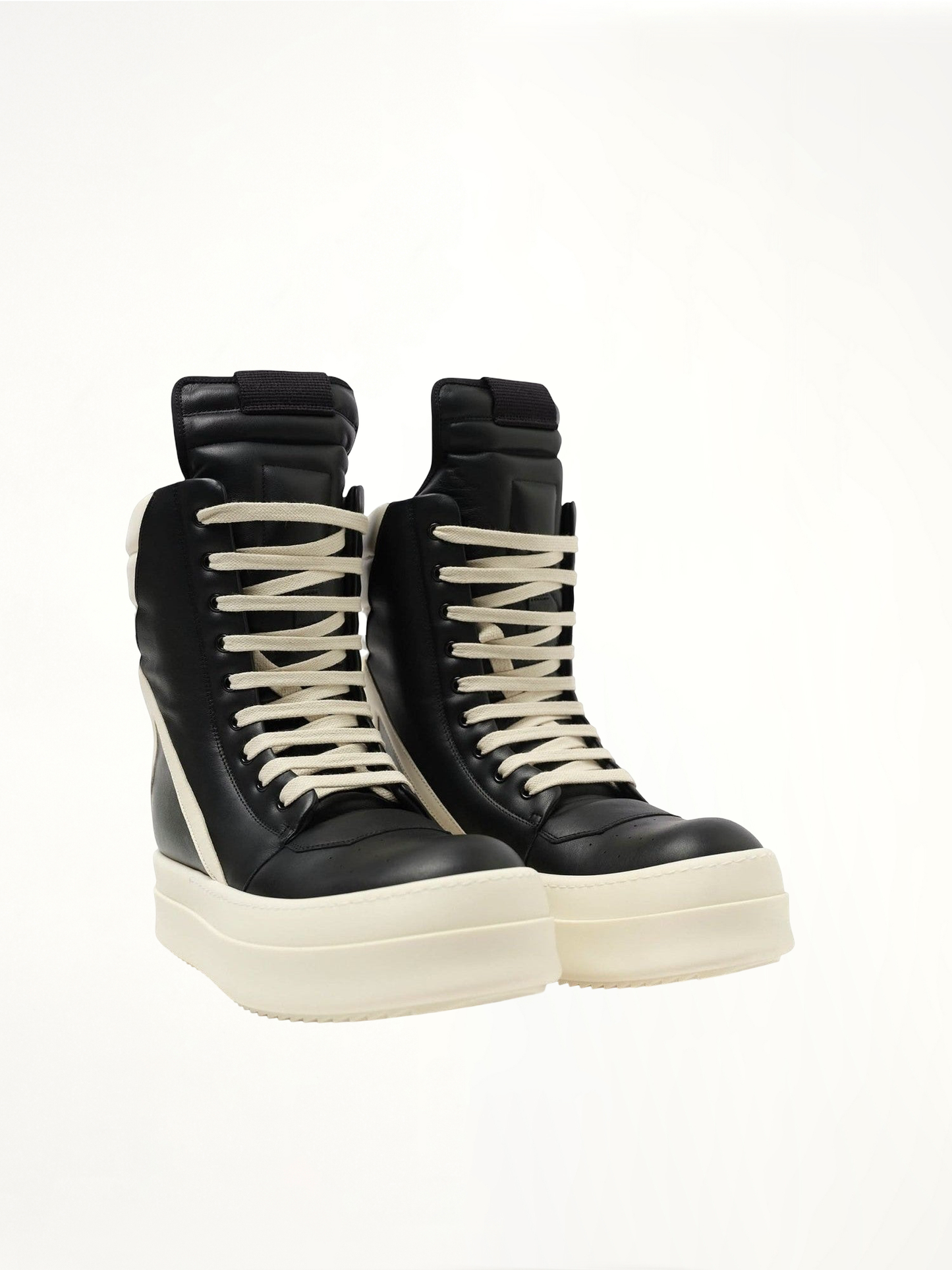 Full Grain Leather Mega Geobasket in Black/Milk
