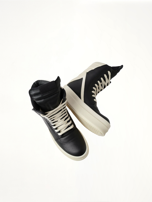 Full Grain Leather Mega Geobasket in Black/Milk