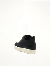 Washed Calf Low Sneaks in Black/Milk Back View | RICK OWENS