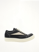 Full Grain Leather Vintage Sneaker in Black/Milk Side View | RICK OWENS