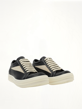 Full Grain Leather Vintage Sneaker in Black/Milk Front View | RICK OWENS
