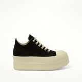 Double Bumper Low Sneaks in Black/Milk Side View | RICK OWENS DRKSHDW