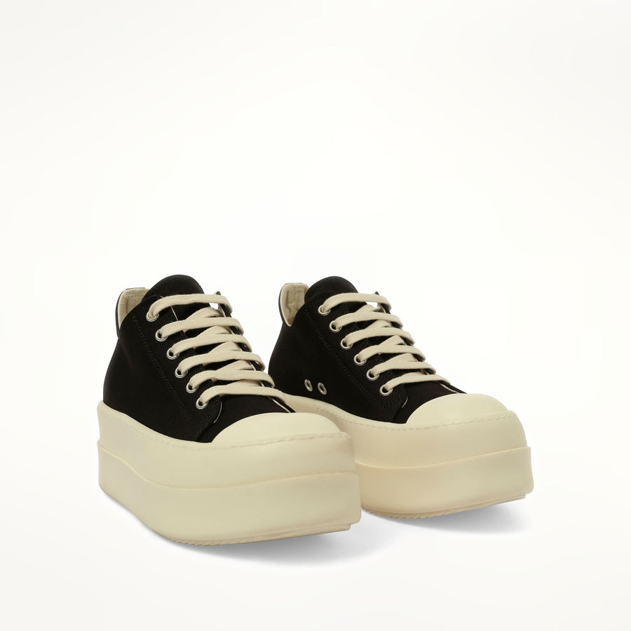Double Bumper Low Sneaks in Black/Milk Front View | RICK OWENS DRKSHDW