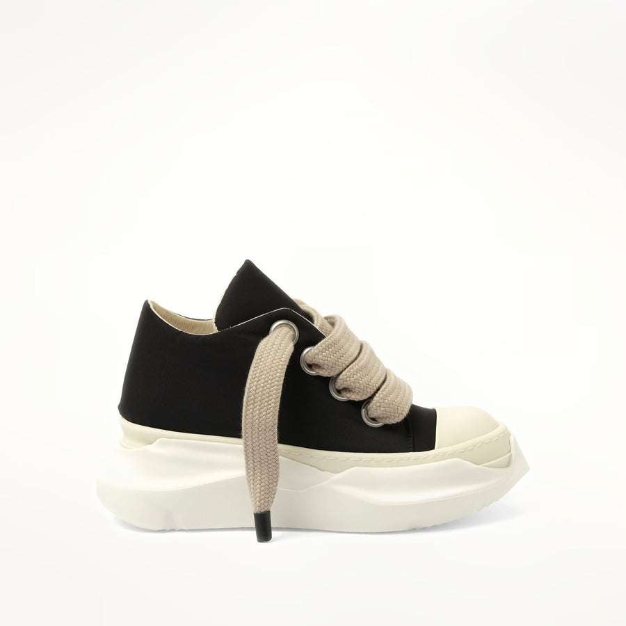 Jumbo Laced Abstract Low Sneaks in Black/Pearl Side View | RICK OWENS DRKSHDW