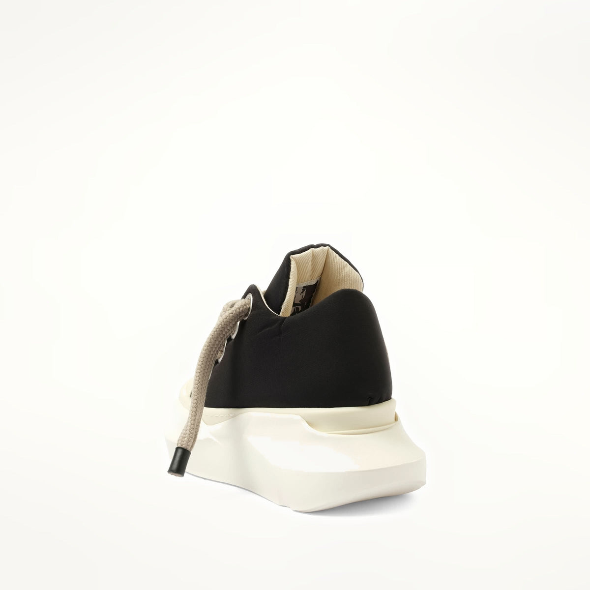Jumbo Laced Abstract Low Sneaks in Black/Pearl Back View | RICK OWENS DRKSHDW
