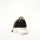 Jumbo Laced Abstract Low Sneaks in Black/Pearl Back View | RICK OWENS DRKSHDW