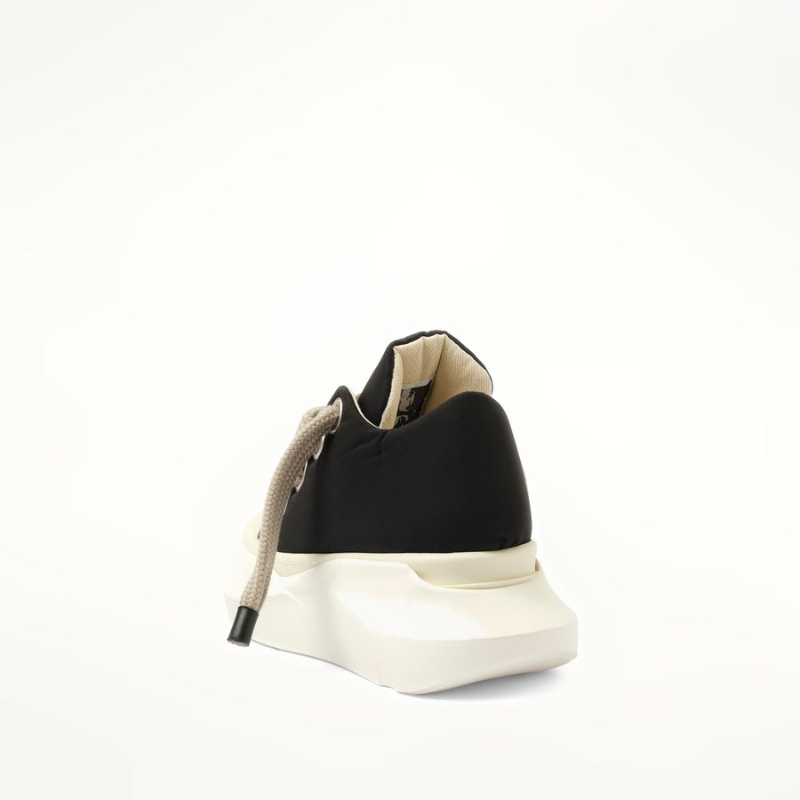 Jumbo Laced Abstract Low Sneaks in Black/Pearl Back View | RICK OWENS DRKSHDW