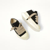 Jumbo Laced Abstract Low Sneaks in Black/Pearl Top View | RICK OWENS DRKSHDW