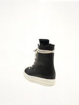 Washed Calf Sneaker in Black/Milk Back View | RICK OWENS