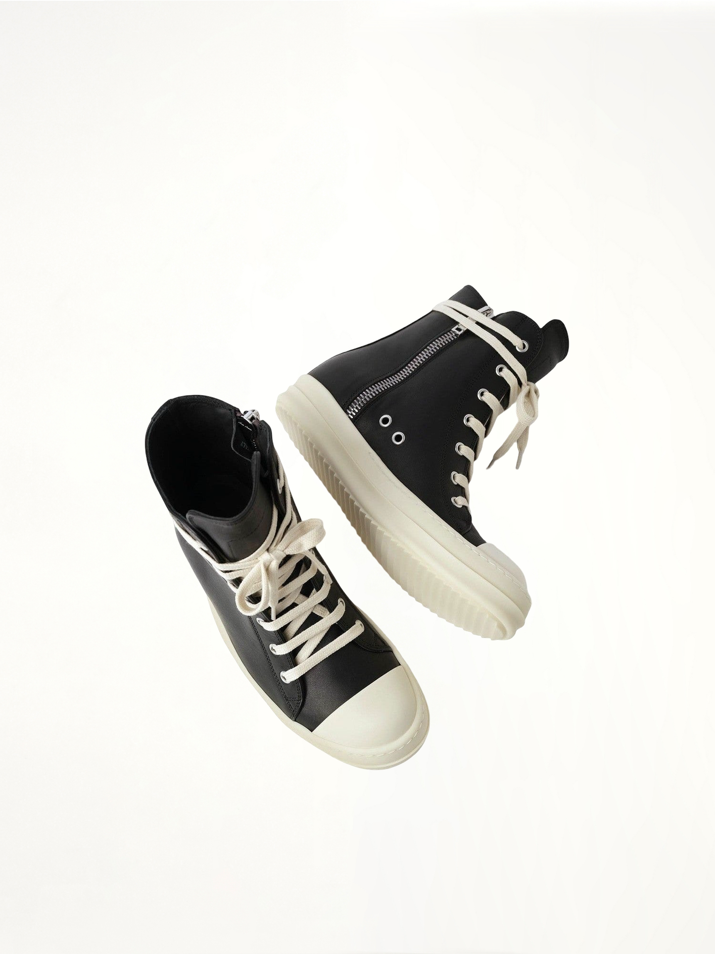Washed Calf Sneaker in Black/Milk
