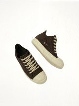 Grey Wolf Nubuk Low Sneaker in Dark Dust/Milk Top View | RICK OWENS