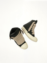Jumbo Laced Padded High Sneaks in Black/Milk Top View | RICK OWENS