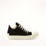 Denim Low Sneaks in Black/Milk Side View | RICK OWENS DRKSHDW