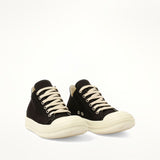 Denim Low Sneaks in Black/Milk Front View | RICK OWENS DRKSHDW