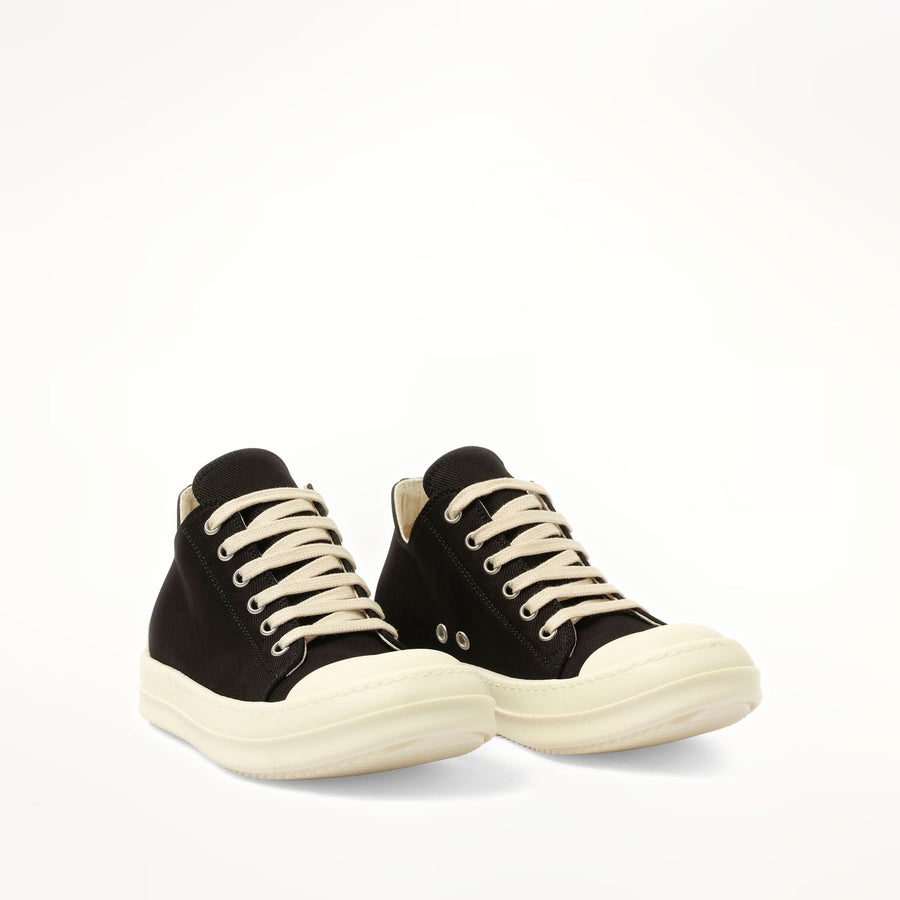 Denim Low Sneaks in Black/Milk Front View | RICK OWENS DRKSHDW