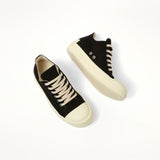 Denim Low Sneaks in Black/Milk Top View | RICK OWENS DRKSHDW