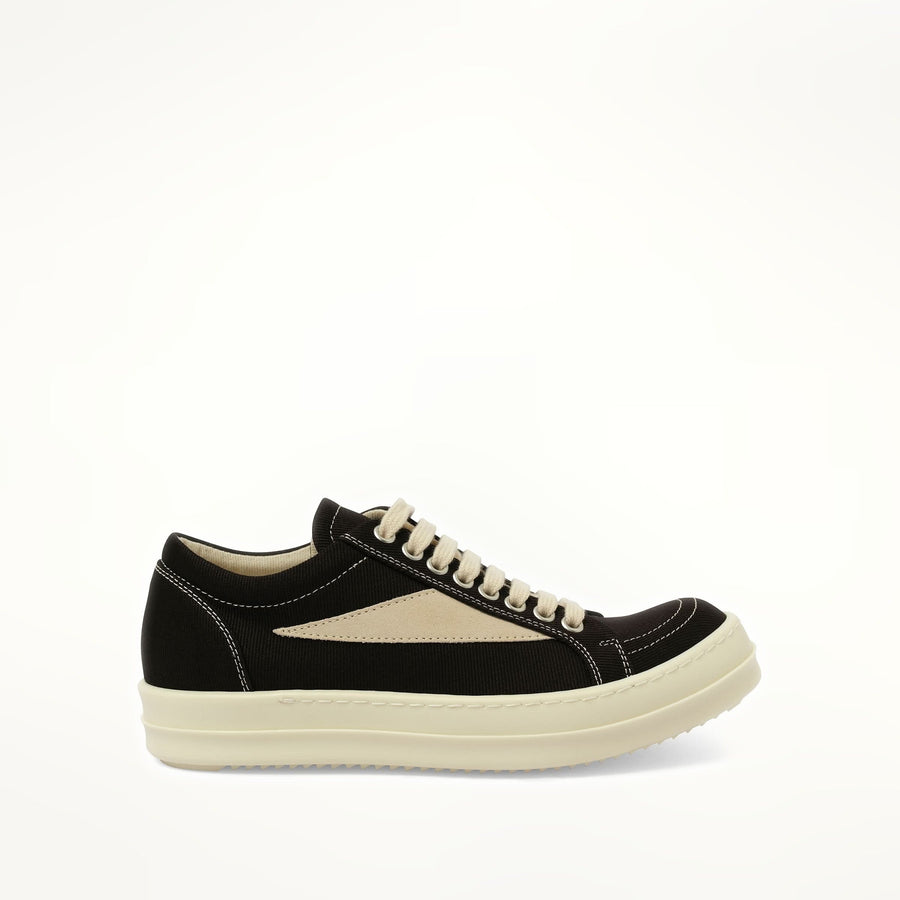 Vintage Sneaks in Black/Milk Side View | RICK OWENS DRKSHDW