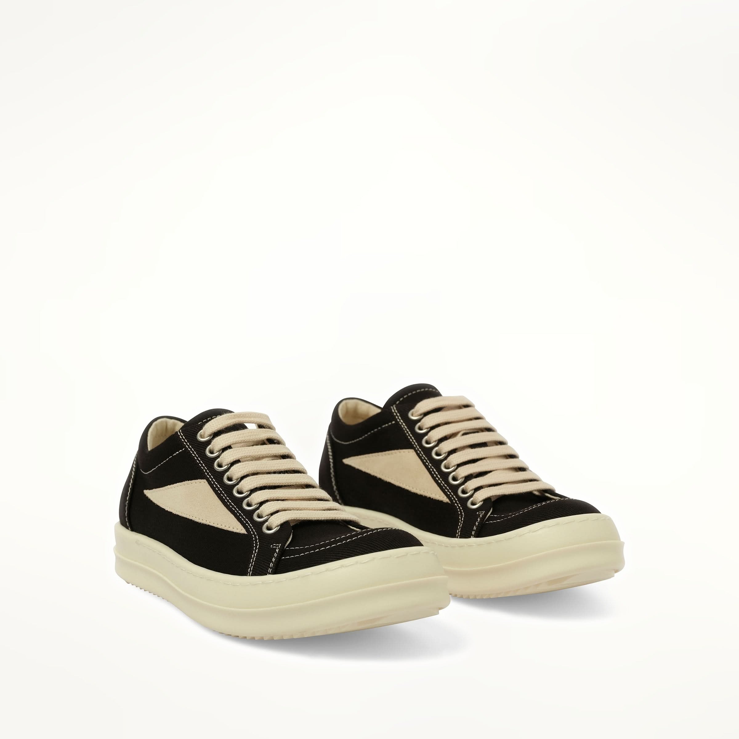 Vintage Sneaks in Black/Milk Front View | RICK OWENS DRKSHDW