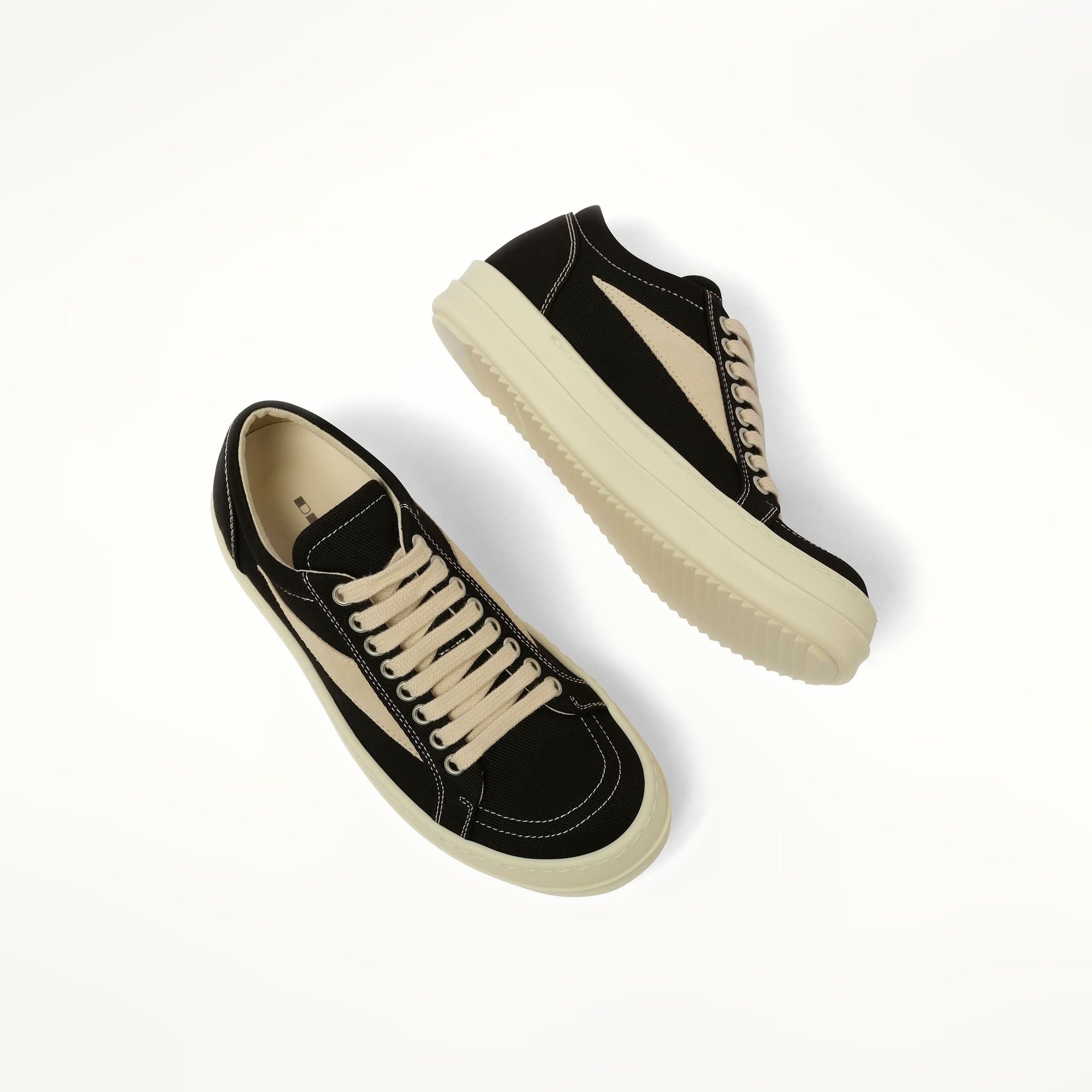 Vintage Sneaks in Black/Milk Top View | RICK OWENS DRKSHDW