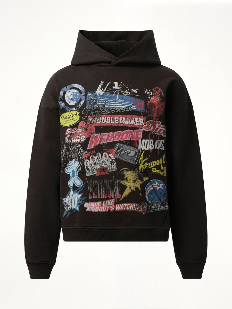 Vintage Collage Hoodie in Black