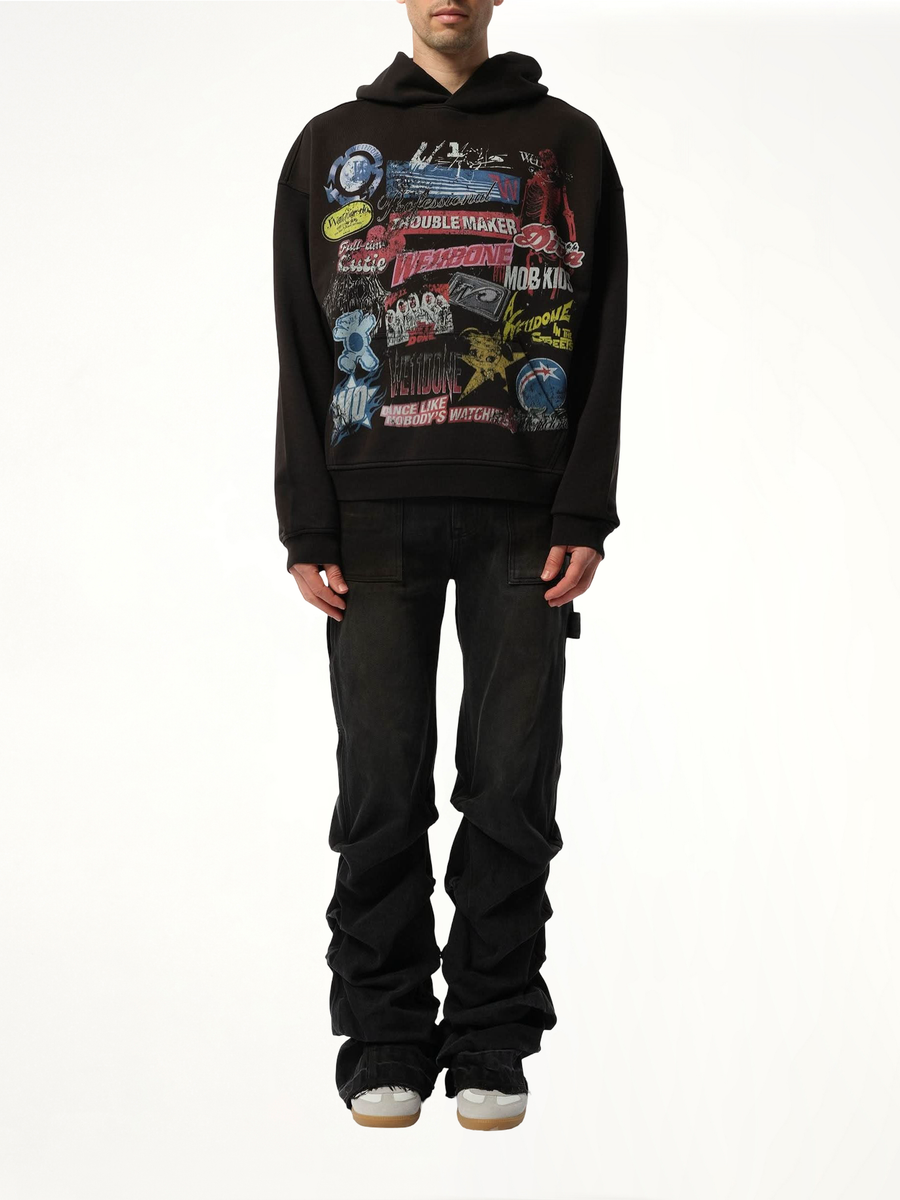 Vintage Collage Hoodie in Black
