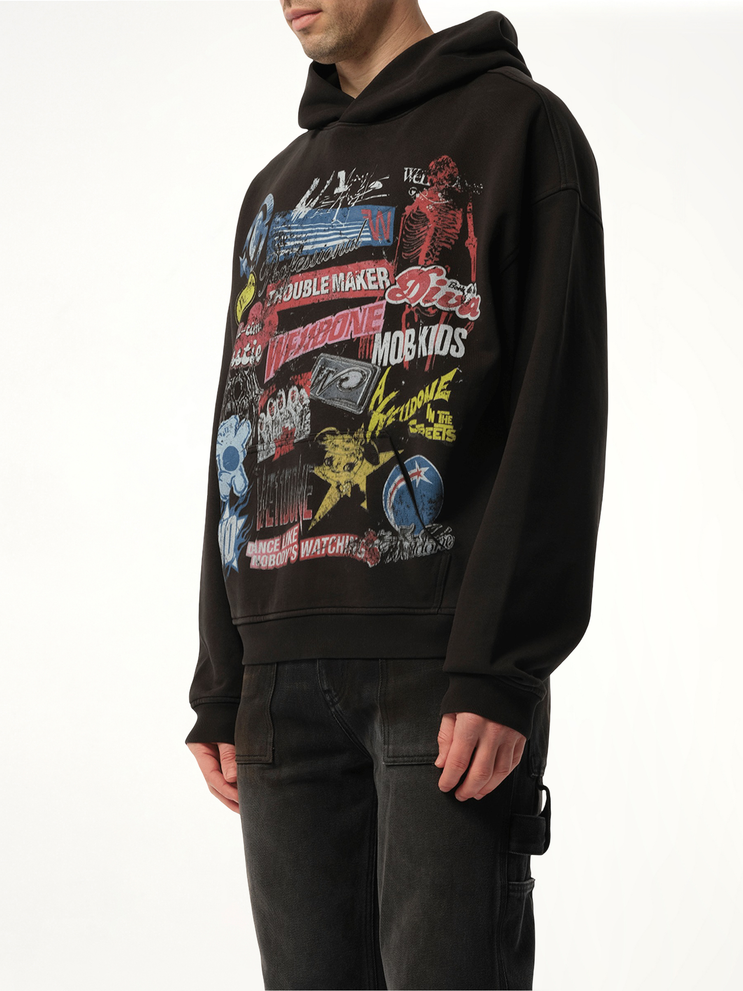 Vintage Collage Hoodie in Black