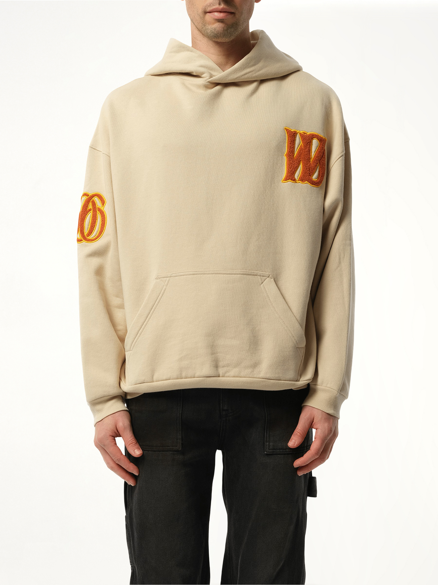 Boucle Letter Logo Hoodie in Beige