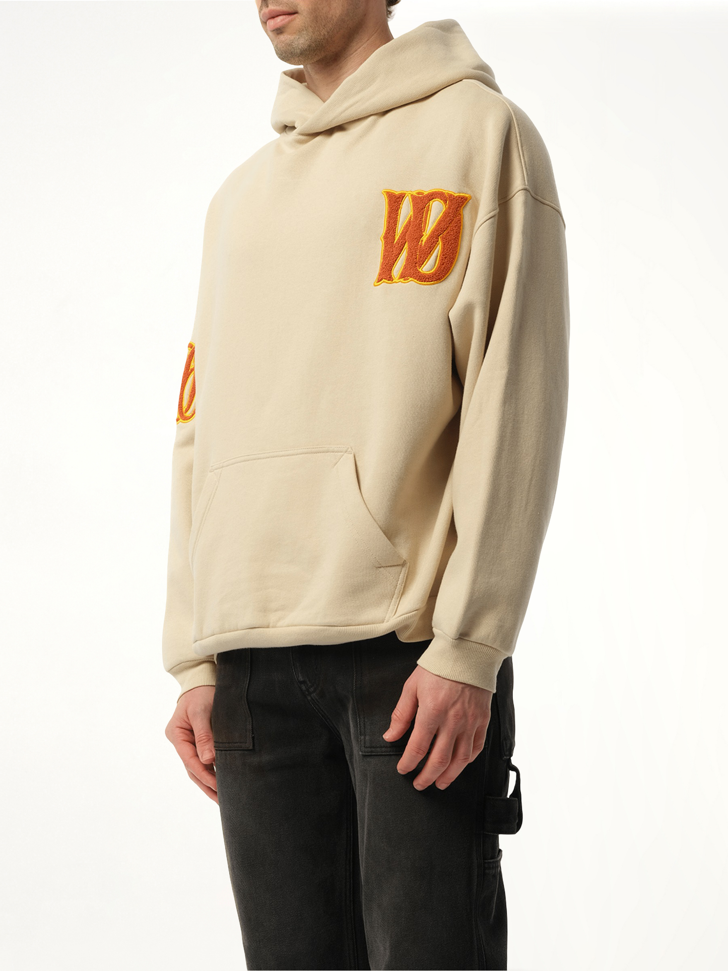 Boucle Letter Logo Hoodie in Beige