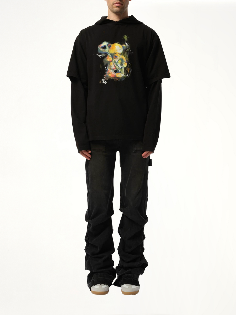 Teddy Bear With Key Hoodie in Black