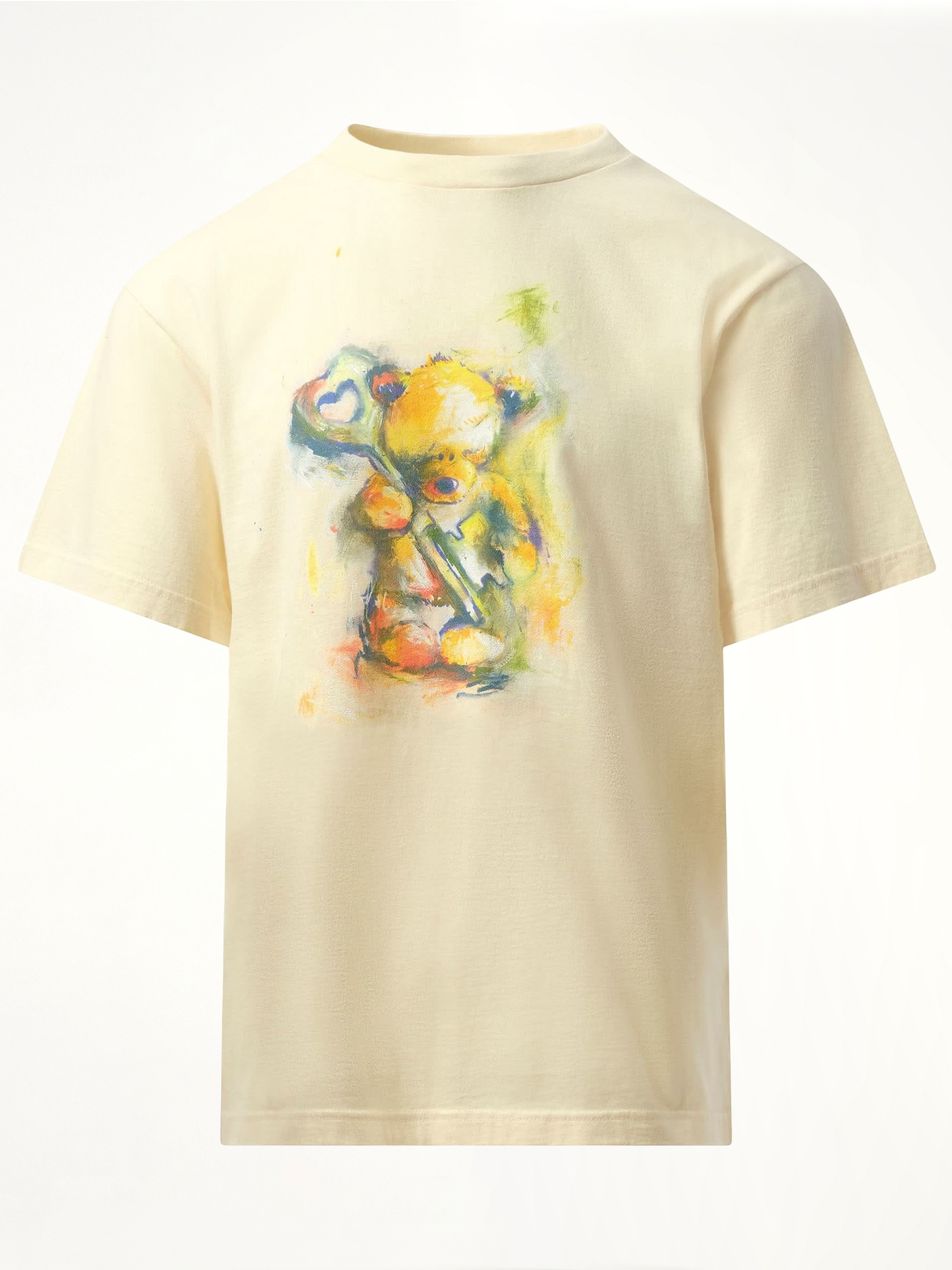 ベージュのキー付きテディベアTシャツ