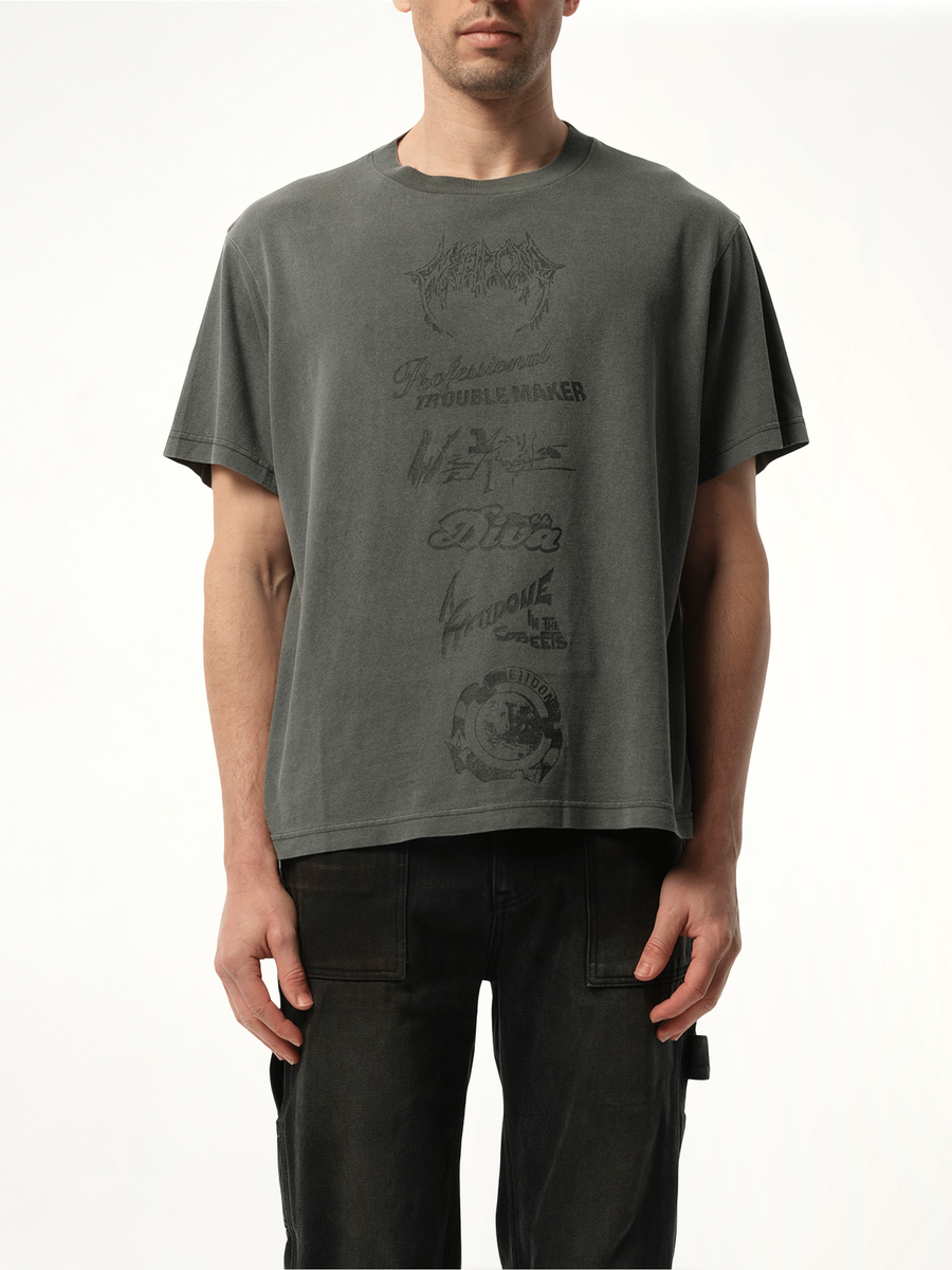 Multi-Logo T-Shirt in Charcoal