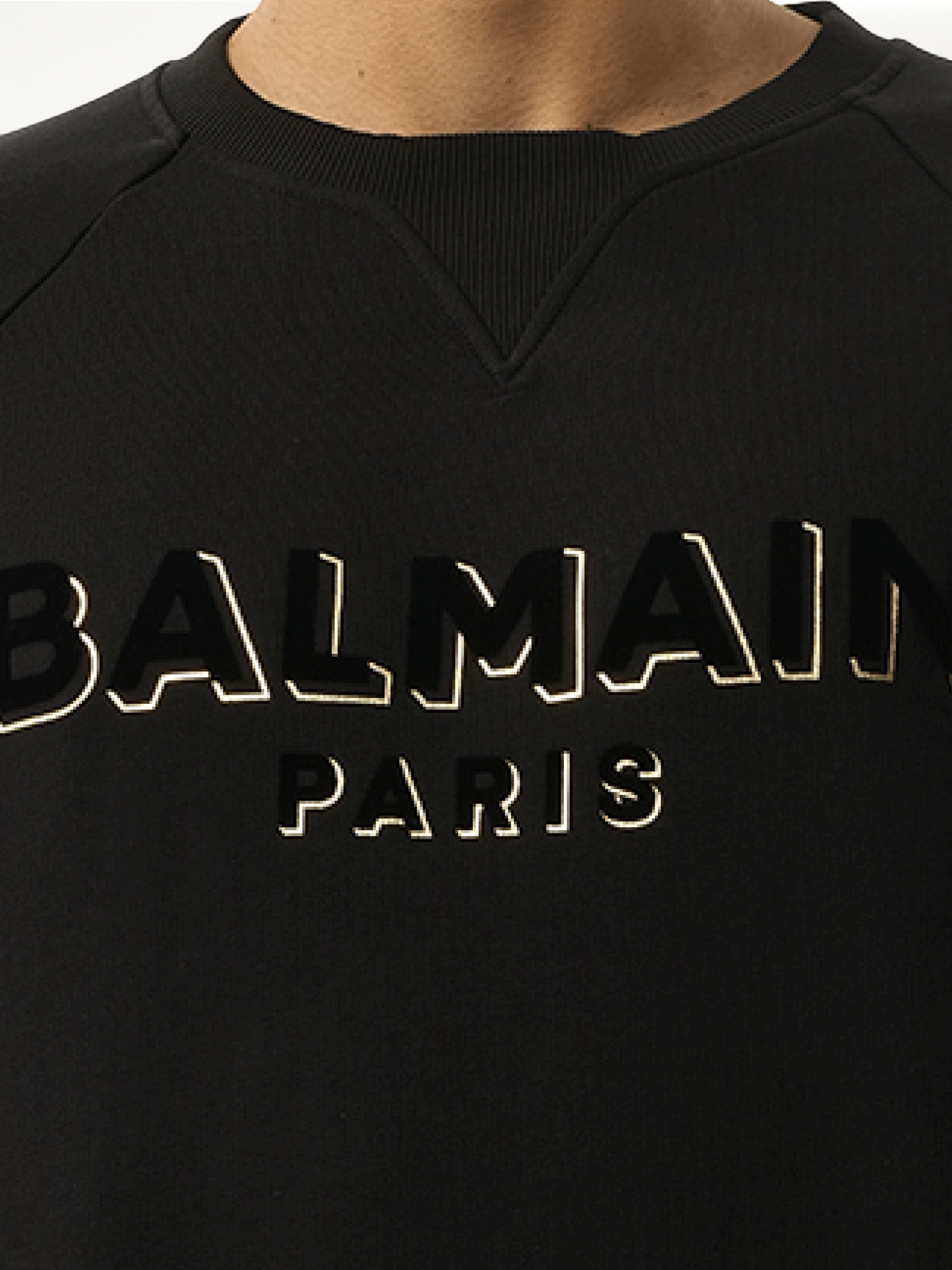 Balmain Flock & Foil Crewneck in Black/Gold