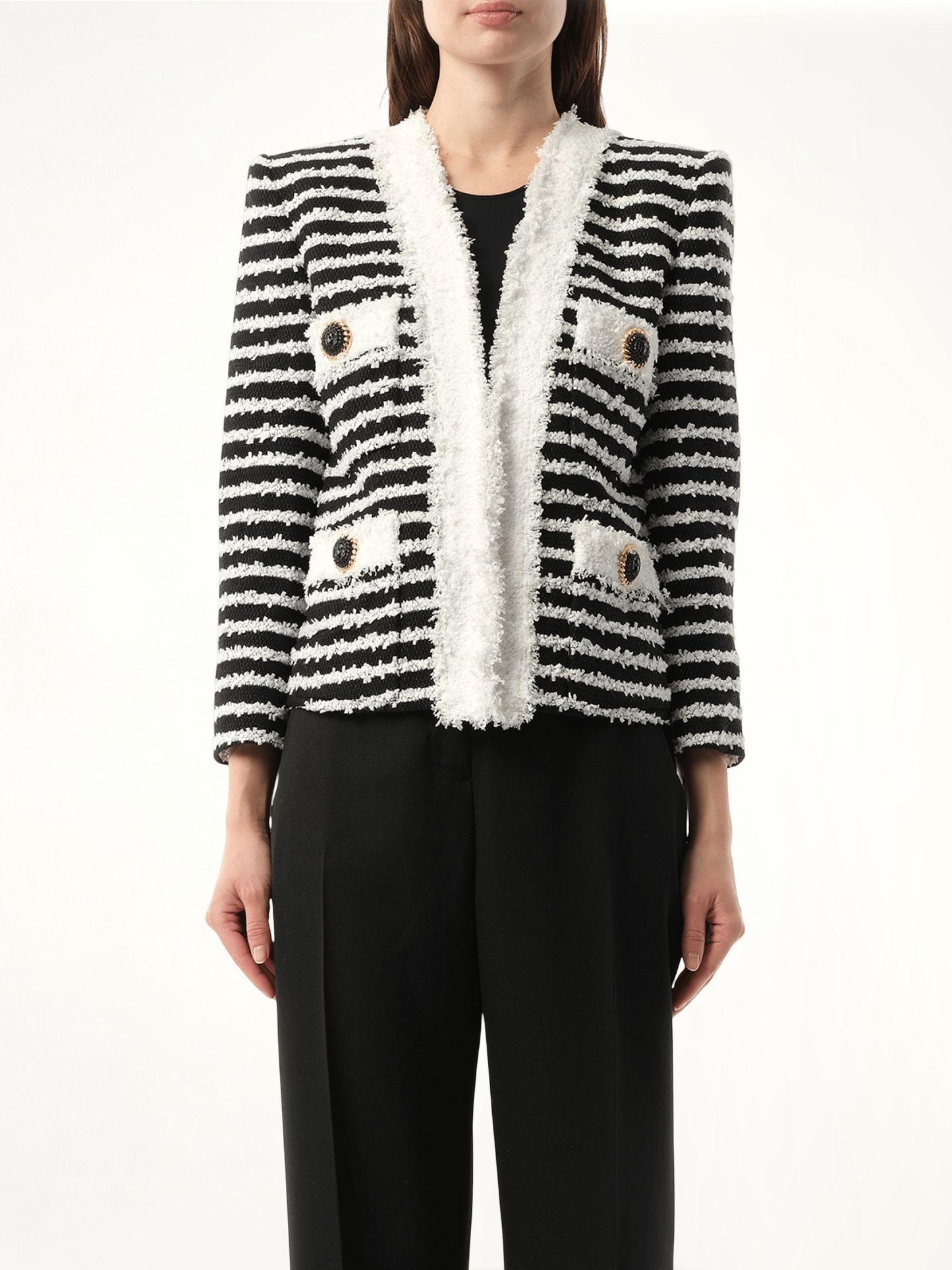 4PKT Mariniere Tweed Jacket in Black/White