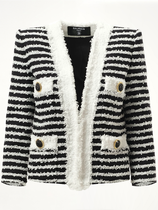 4PKT Mariniere Tweed Jacket in Black/White