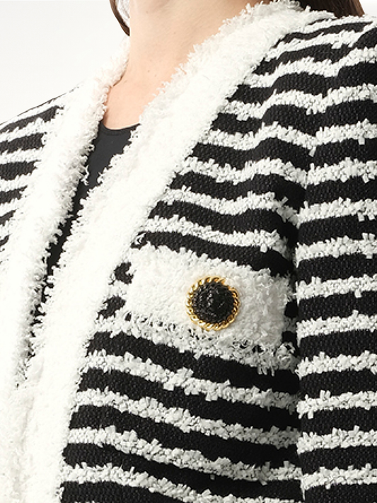 4PKT Mariniere Tweed Jacket in Black/White