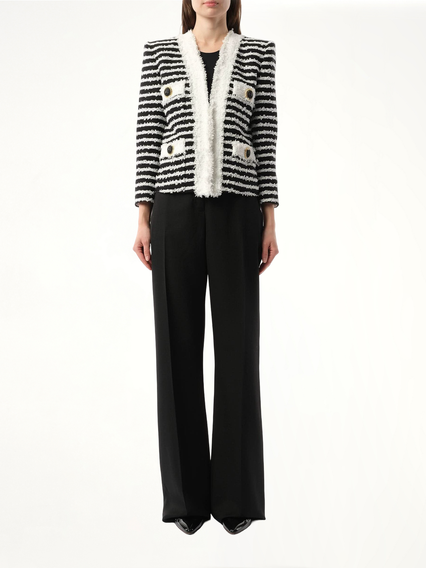 4PKT Mariniere Tweed Jacket in Black/White